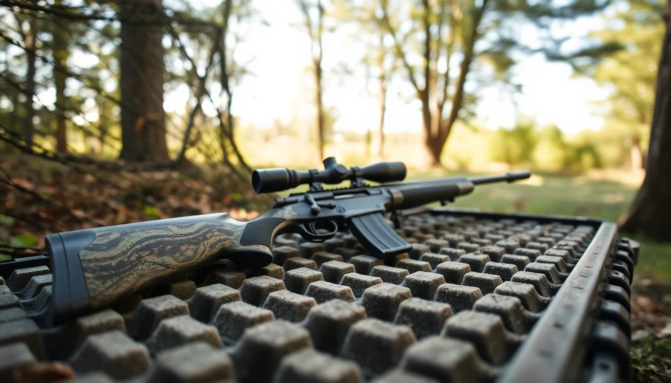 Protective foam for rifle case surrounded by outdoor elements, showcasing durability.