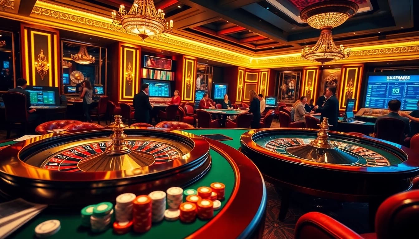 Découvrez l'excitation des casinos fiables en ligne avec une table de jeu luxueuse et une roue de roulette.