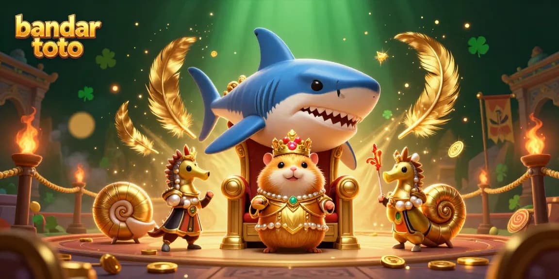 Experience excitement at bandar toto with a vibrant scene featuring a hamster king and casino elements.