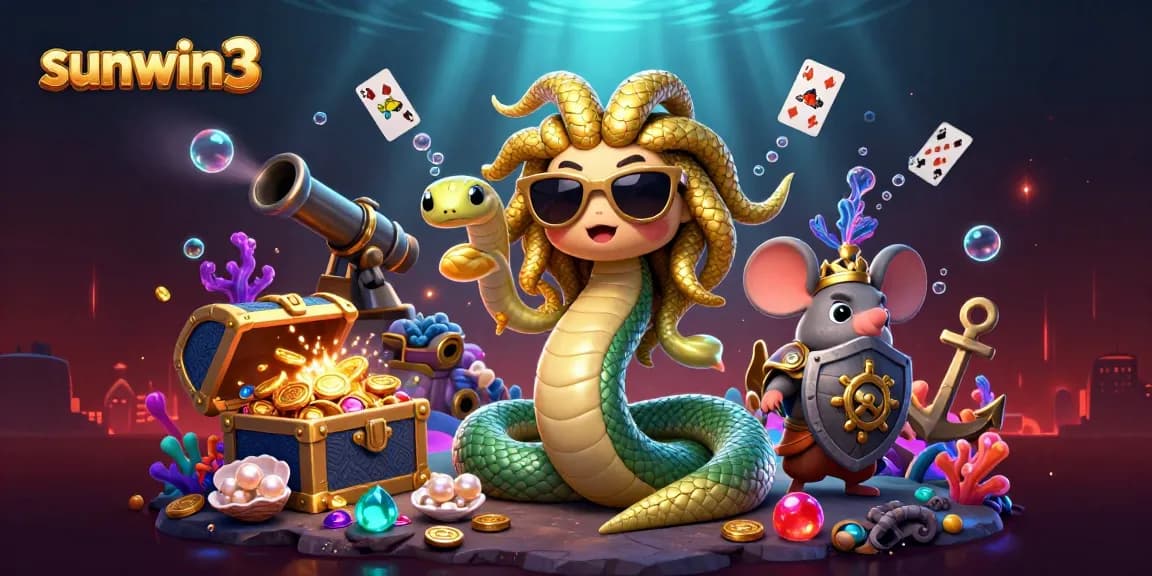 Experience thrilling gameplay at sunwin3 with Medusa and friendly characters in a vibrant 3D casino journey.