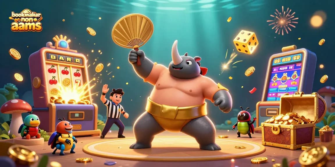 Vincere scommettendo con bookmaker non AAMS su una vivace scena di casinò 3D piena di elementi colorati.