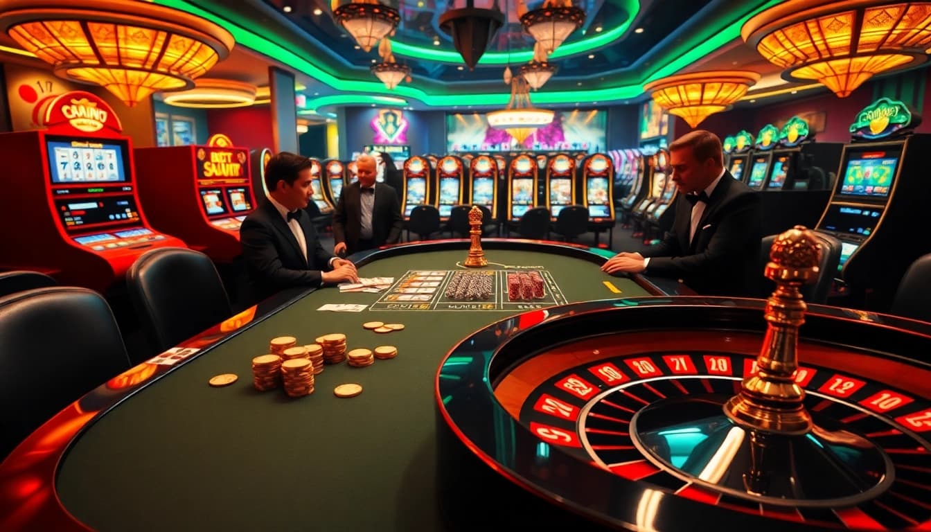 Vivez l'excitation des paris dans un casino fiable en ligne avec des joueurs élégants à une table de poker.