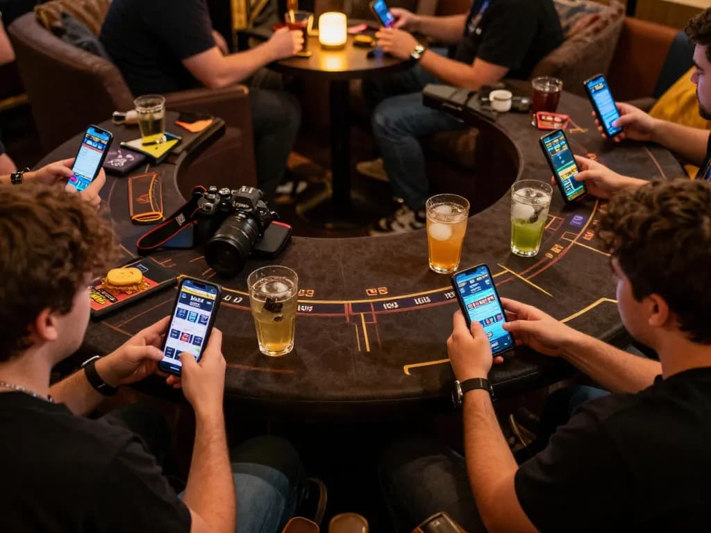 B52 Club players enjoying live casino games on their smartphones during an online gaming event.