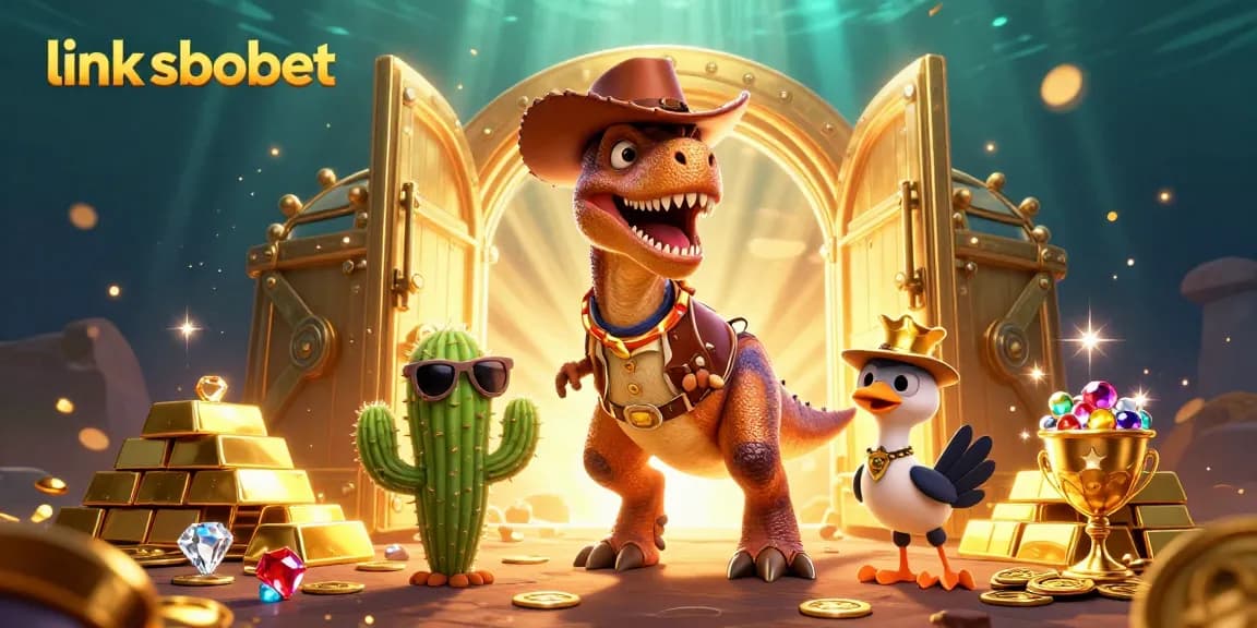 Bet on link sbobet with immersive 3D characters enjoying rich casino treasures and vibrant visuals.