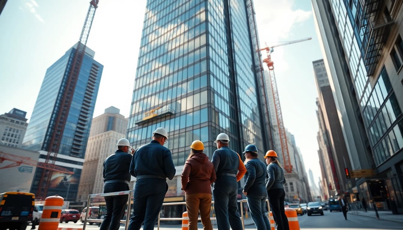 New York City Commercial General Contractor overseeing a bustling construction site in NYC.