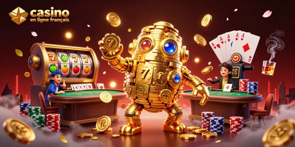 Découvrez le casino en ligne français avec des machines à sous colorées et des jetons de poker.
