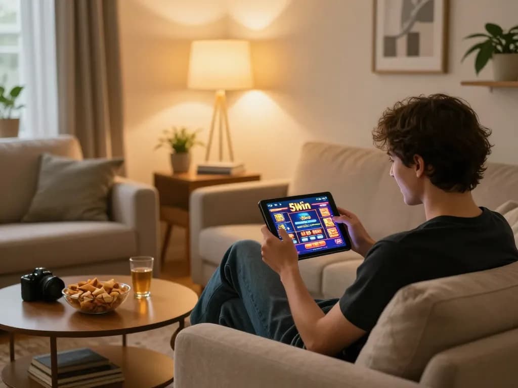 Player enjoying thrilling online blackjack at 58win from their cozy home