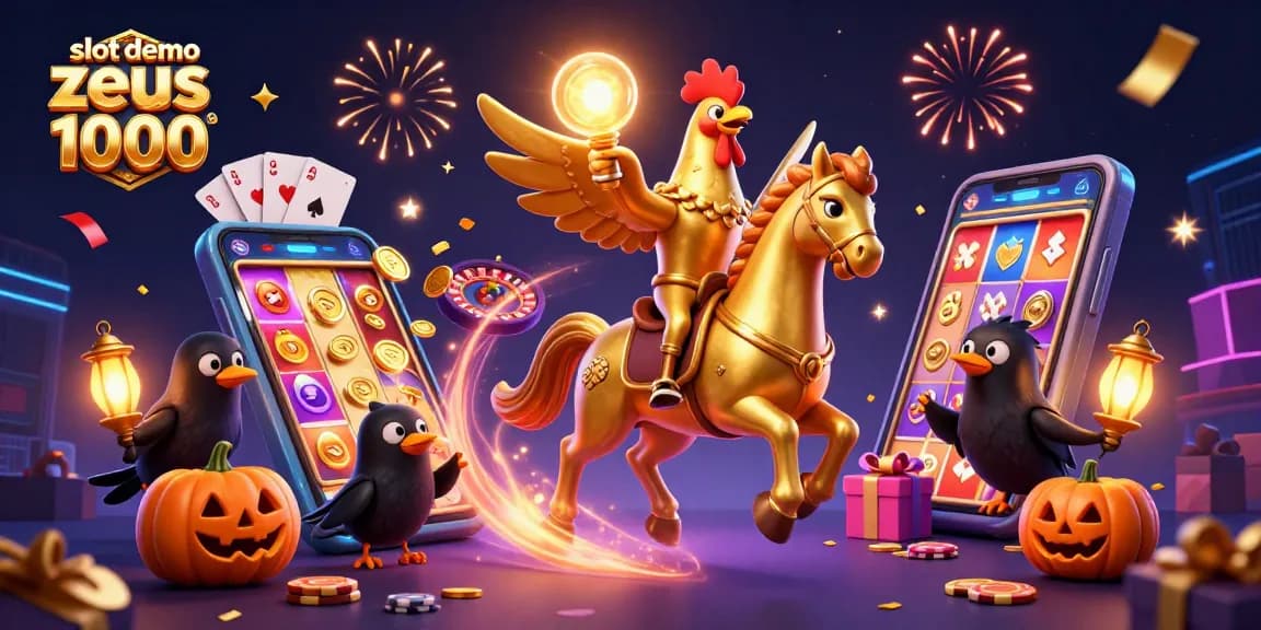 Spin the reels and explore slot demo zeus 1000, featuring golden rooster and vibrant casino elements.