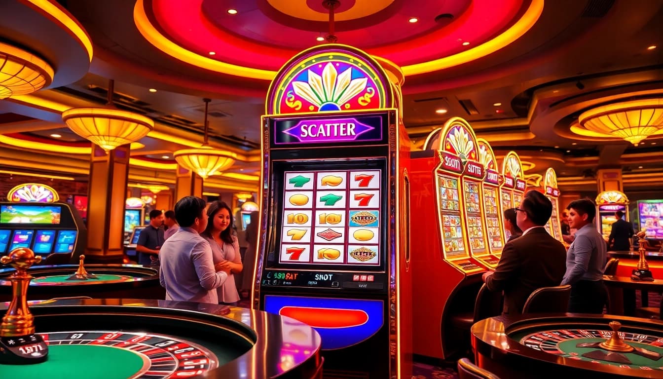 Play exciting games at the slot scatter hitam machines in a lively casino environment.
