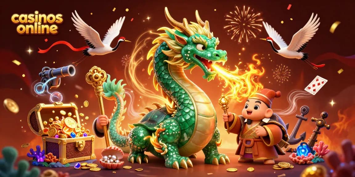 Disfruta de emocionantes juegos en casinos online con una ilustración vibrante y personajes únicos.