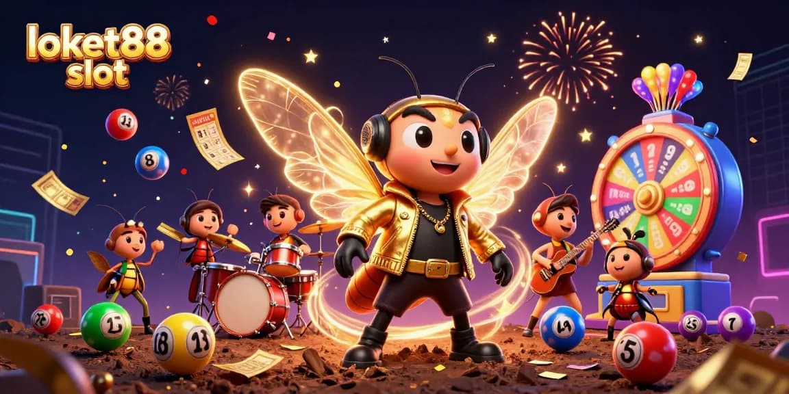 Witness the excitement of loket88 slot with vibrant characters and dynamic game elements in a festive atmosphere.