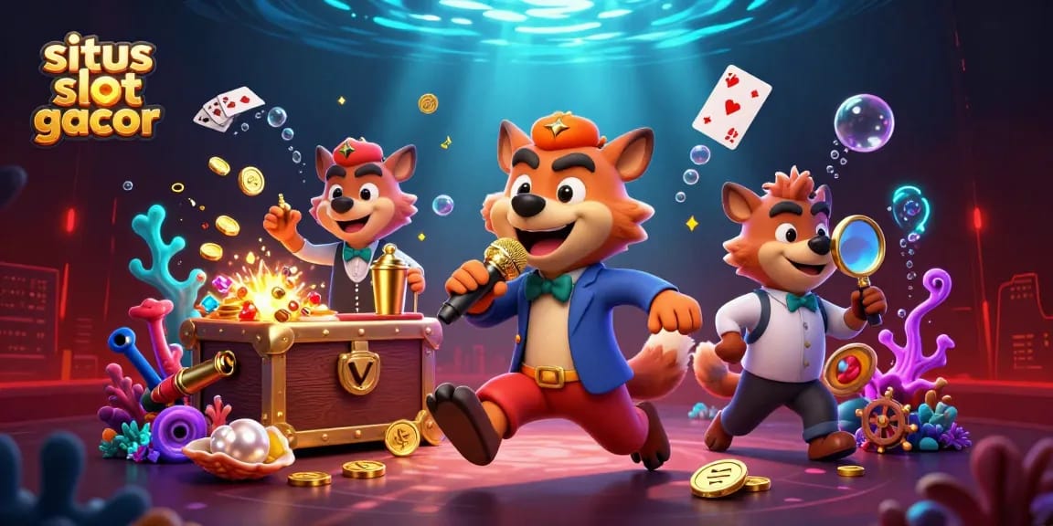 Experience the excitement of situs slot gacor with vibrant hyena characters in a lively casino club atmosphere.
