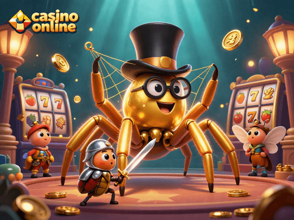 Experience an exciting casino online adventure with characters navigating a whimsical gaming scene.