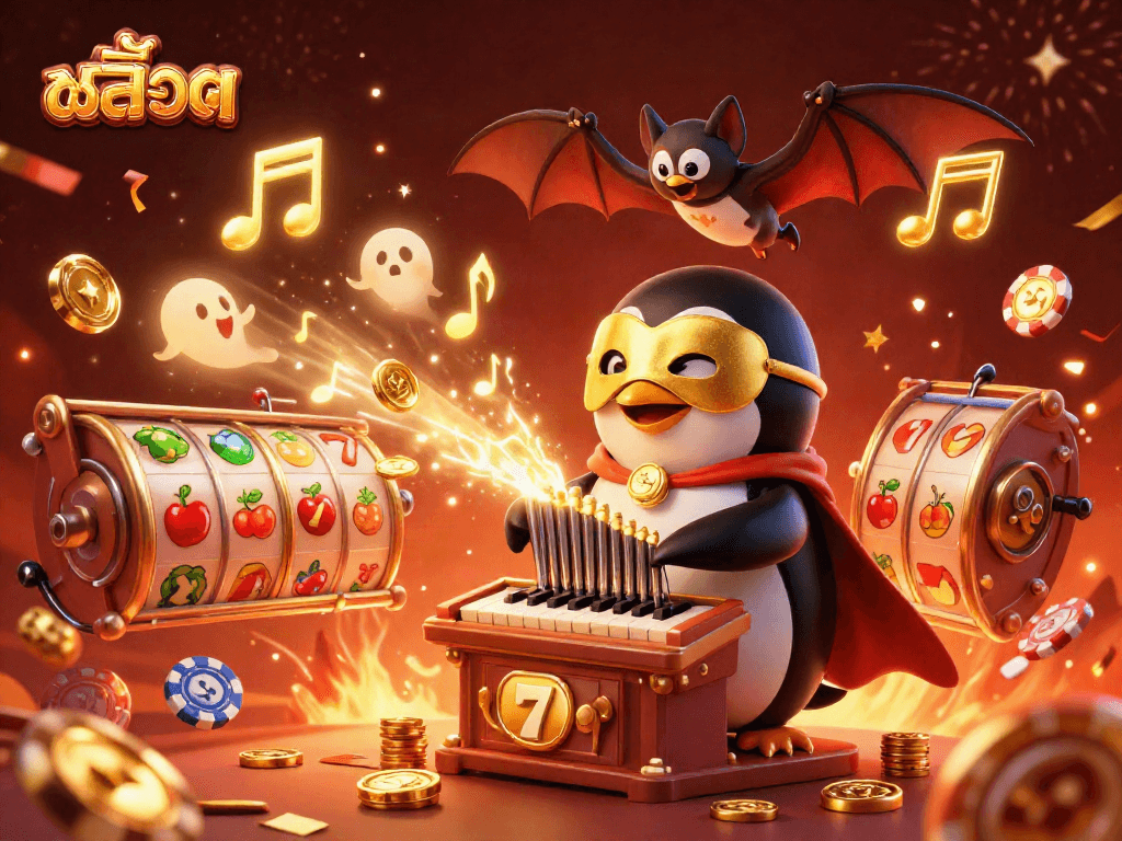 Play สล็อต with vibrant characters and thrilling jackpots in a vivid 3D casino scene