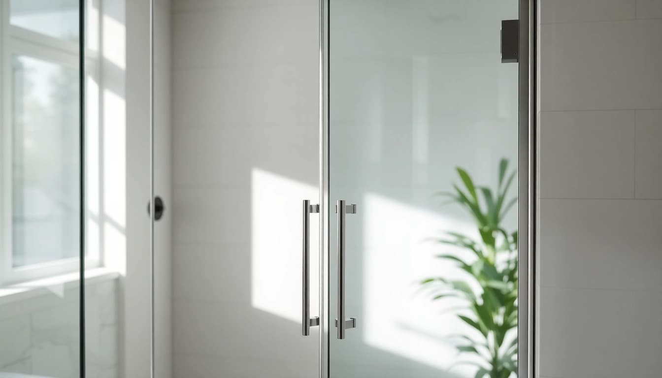 Elegant glass shower doors showcased in a contemporary bathroom setting for superior aesthetics.