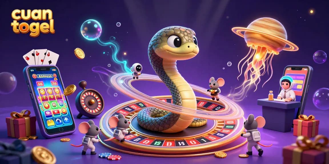 Engage in cuan togel excitement with a vibrant cosmic casino scene featuring slots and whimsical characters.