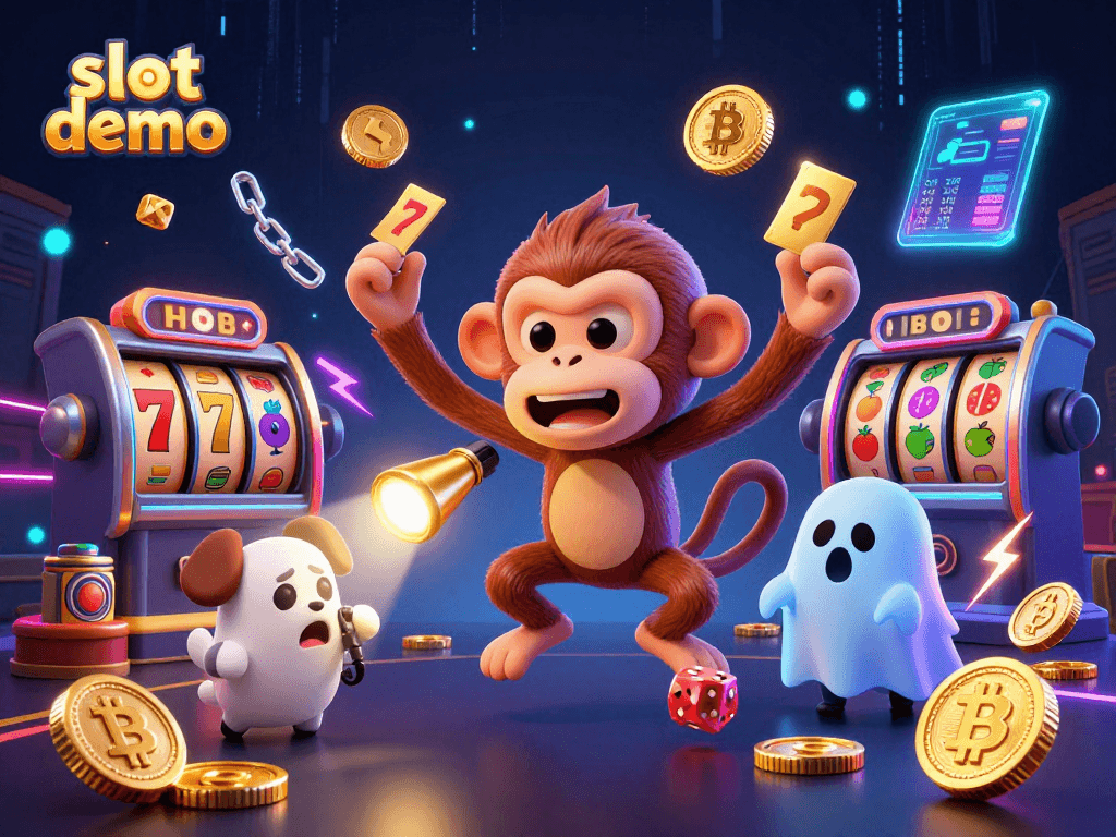 Slot demo yang menarik dengan simbol buah dan dadu terbang di kasino berhantu.
