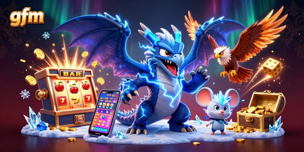 Explore dynamic gaming action with gfm's thrilling casino experience featuring a vibrant dragon and more.