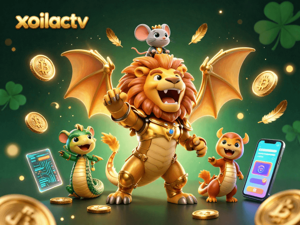 Engage thrilling action with xoilactv's golden chimera creature amidst dynamic crypto game elements.