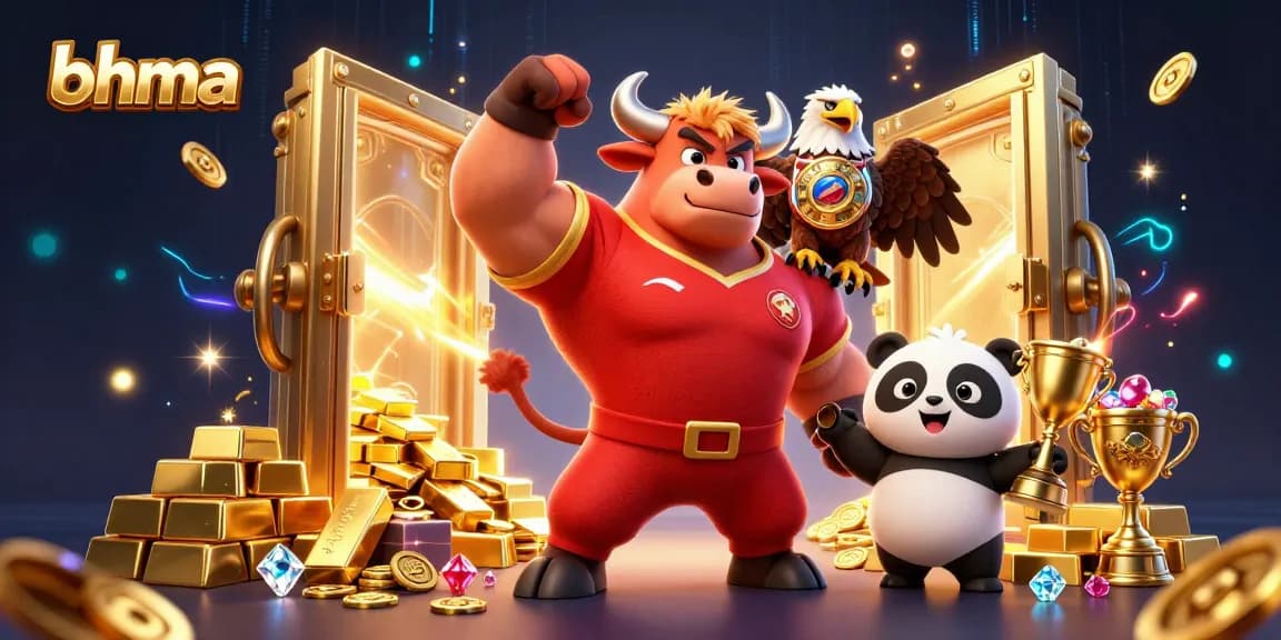 bhma showcases an exciting victory scene with mascots celebrating wins in a vibrant casino setting.