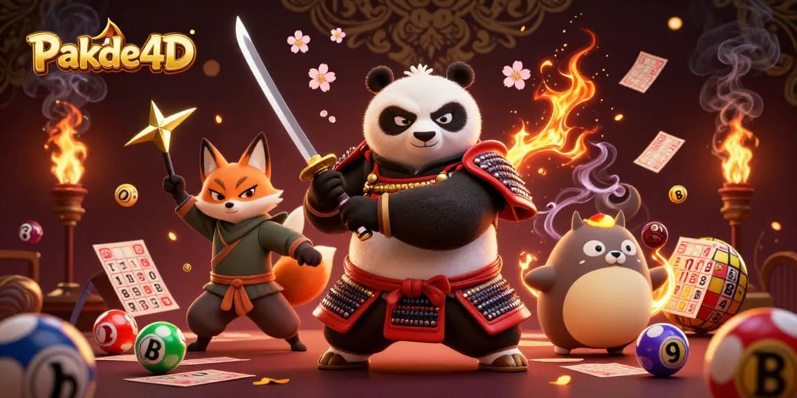 Engage with Pakde4D's dynamic lottery experience featuring vibrant characters and game elements.