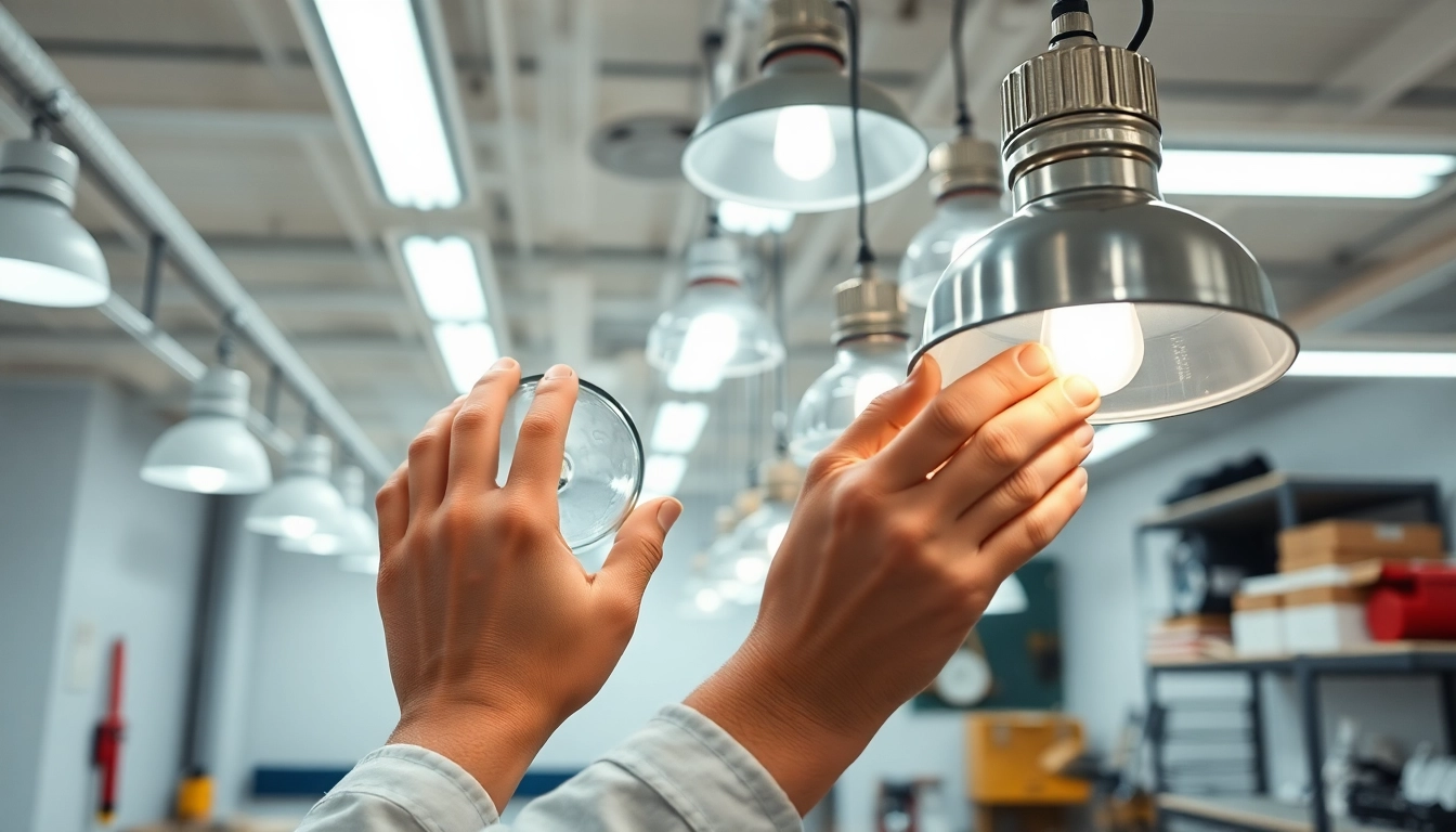 Performing lighting service maintenance on fixtures to ensure optimal performance and safety.