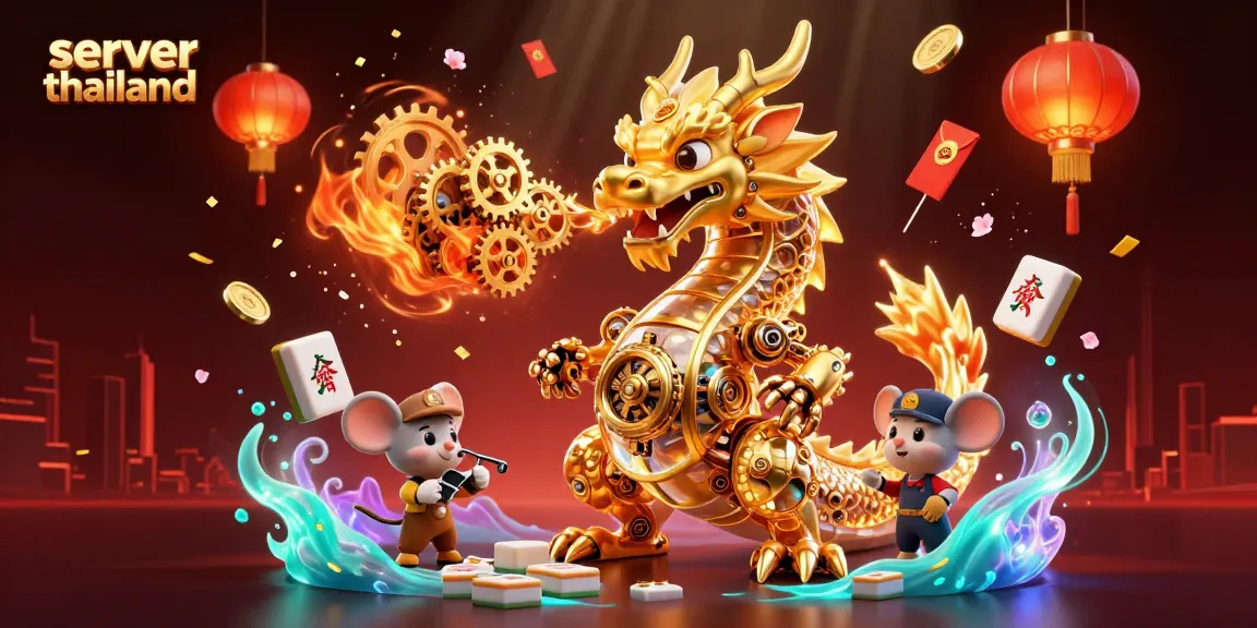 Engage with server thailand's rewarding gaming experience through stunning visuals of a mechanical dragon.