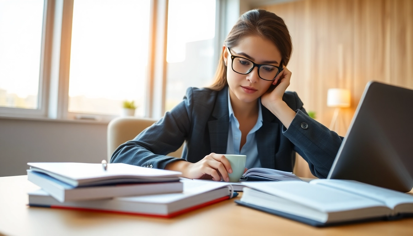 Pay someone to take TOEFL, depicting an engaged student studying with books and a laptop in a serene setting.