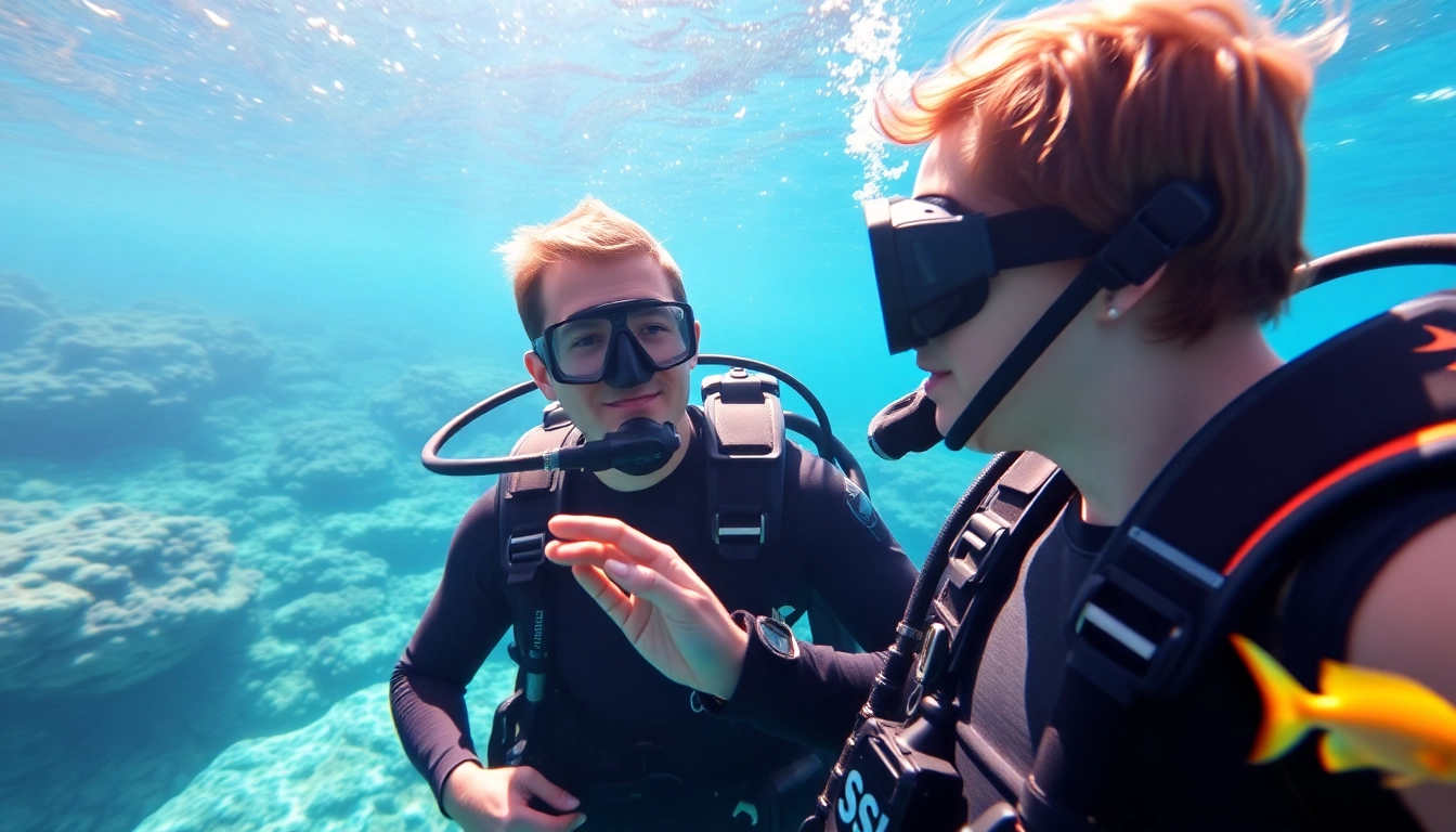 Dive into SSI Spezialkurse with an instructor in clear waters guiding students.