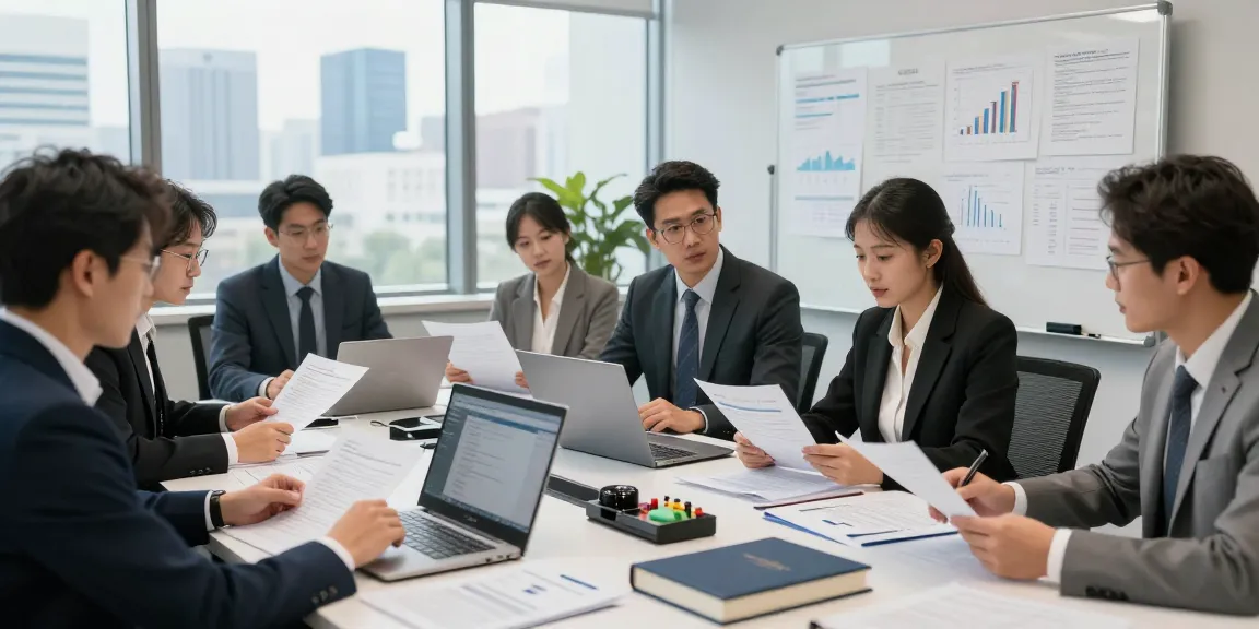 Tim audit forensik profesional berdiskusi di aafikotatangeran.org, lingkungan kantor modern.
