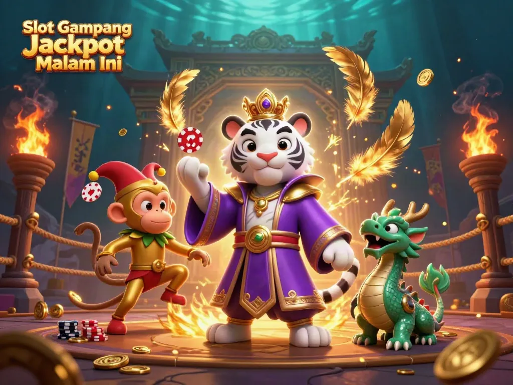 Slot Gampang Jackpot Malam Ini menang dengan visual menarik dari karakter dan elemen kasino.