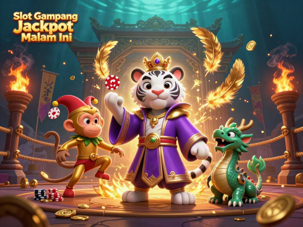 Slot Gampang Jackpot Malam Ini menang dengan visual menarik dari karakter dan elemen kasino.