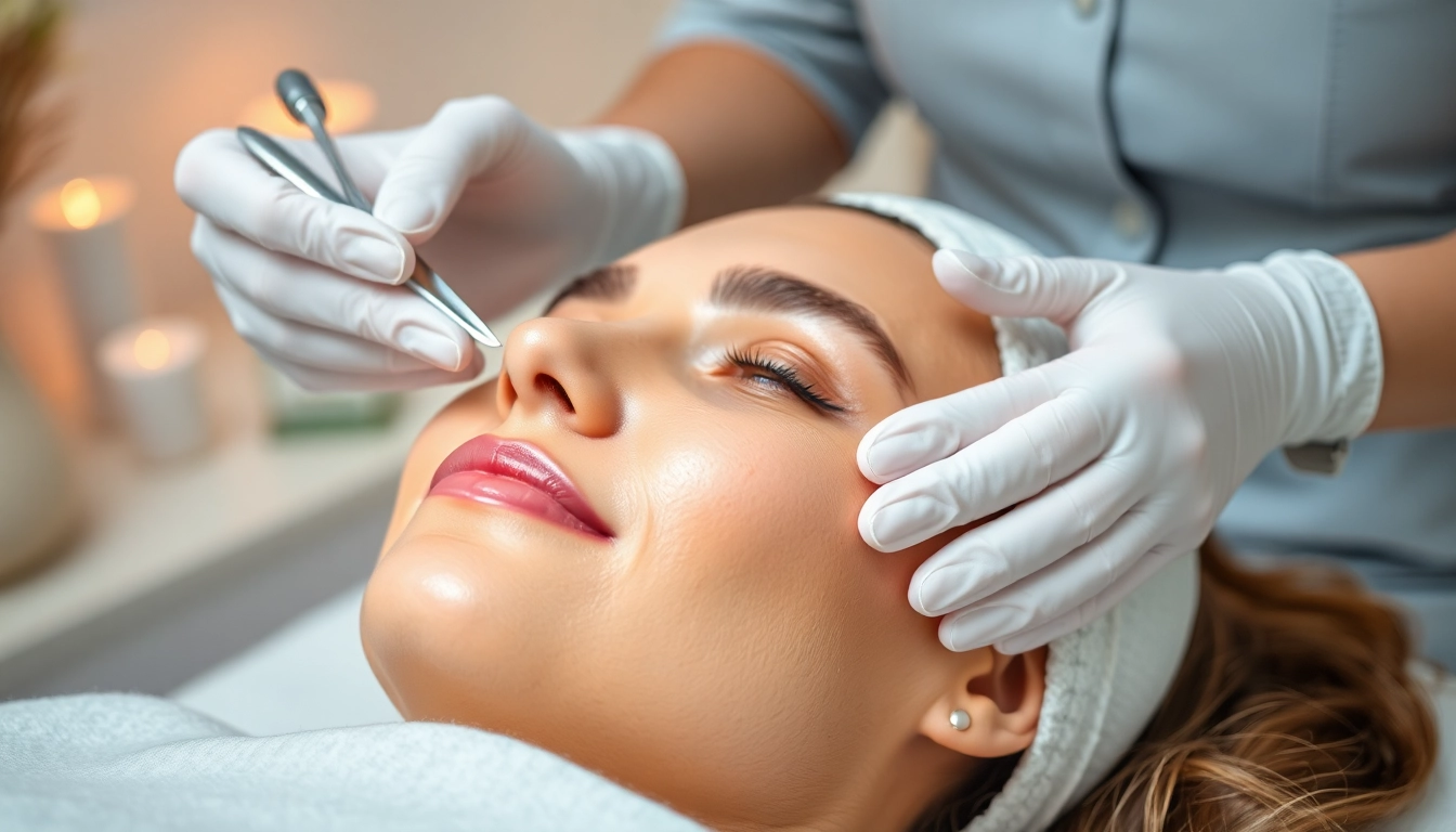 Enhance your skin with a Dermaplane Facial, showcasing a clinician providing a soothing treatment.