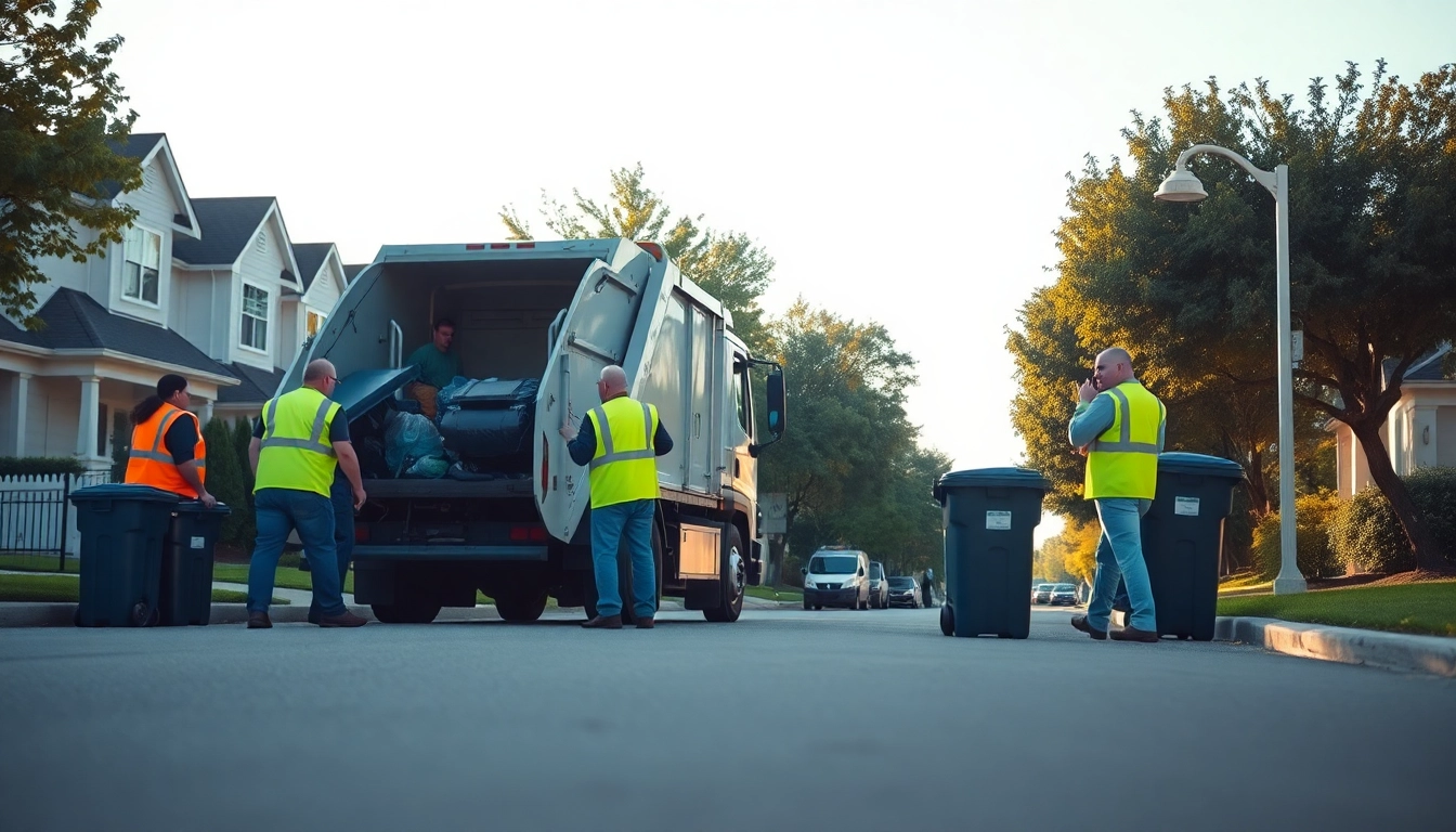 Residents observing the cold lake garbage schedule on their street as the garbage truck collects waste.