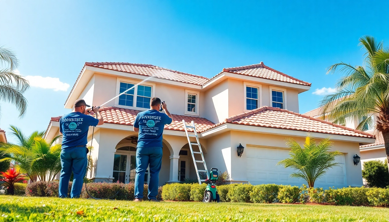 Roof cleaning service in Kissimmee, showcasing eco-friendly techniques and a professional team.