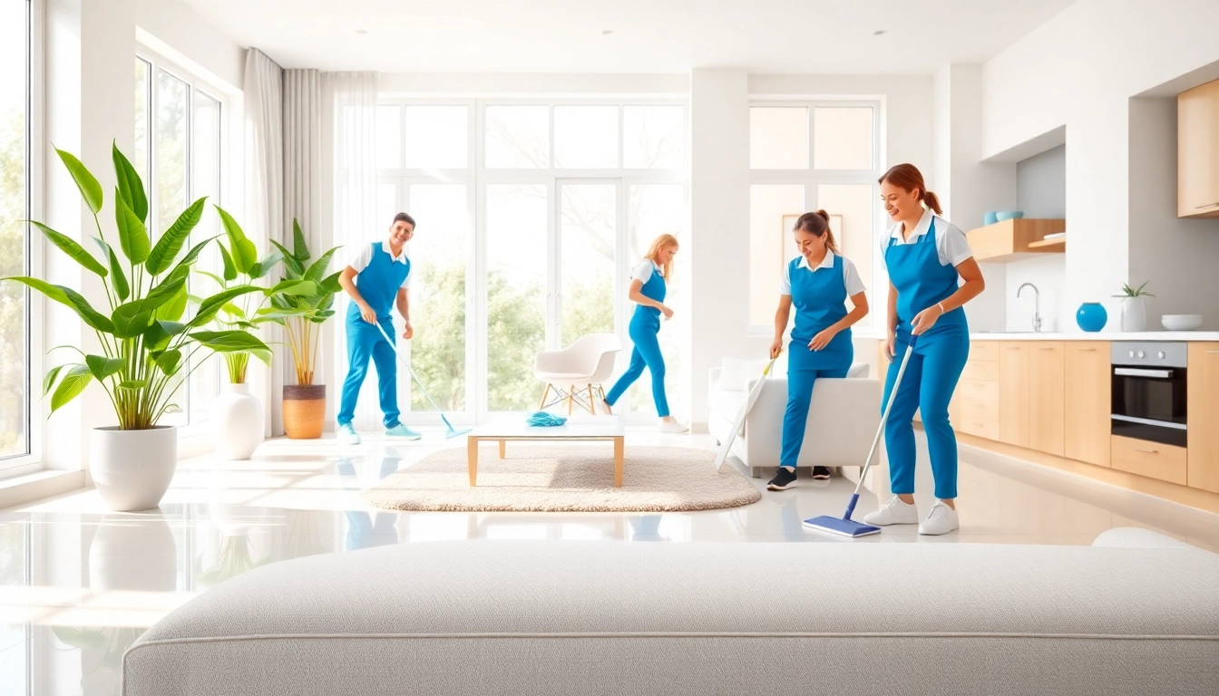Cleaning Service team members showcasing efficiency in a bright, tidy home environment.