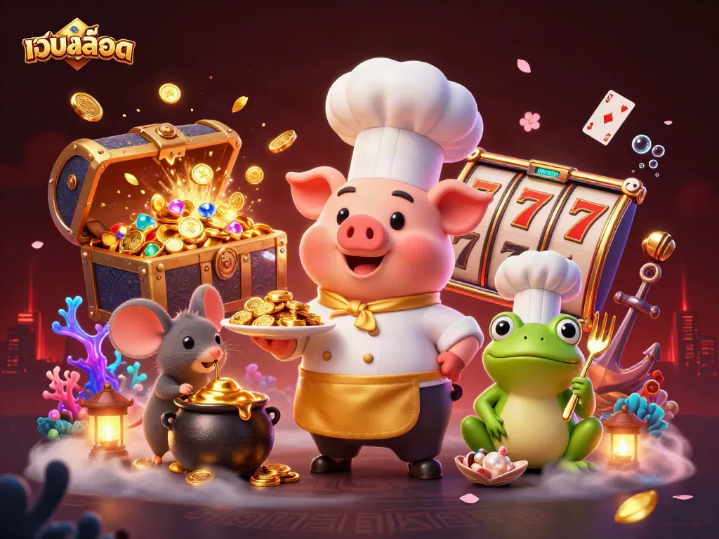 เล่น เว็บสล็อต เห็นเชฟหมู 3D เสิร์ฟทองและติ๊กเมาส์ปรุงสุกในบรรยากาศคาสิโน