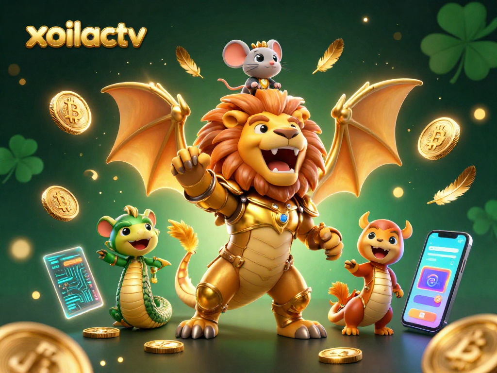 Engage thrilling action with xoilactv's golden chimera creature amidst dynamic crypto game elements.