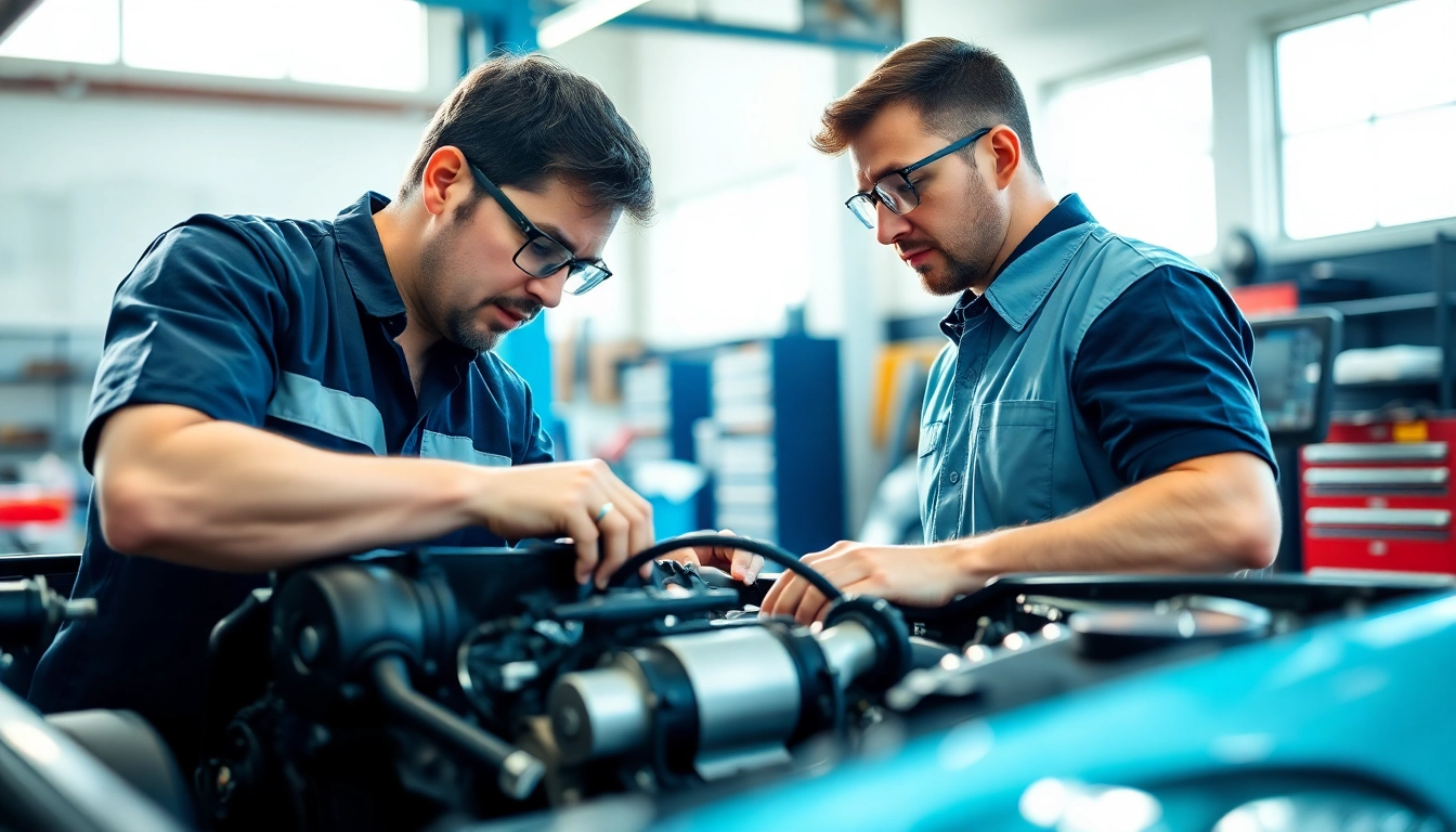 Showcases mechanical breakdown coverage alternative with mechanic inspecting a car engine in a bright garage.
