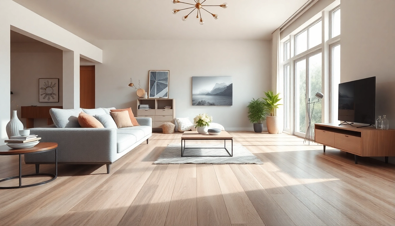 Showcase of lvp floors enhancing a modern living room with stylish decor and natural light.