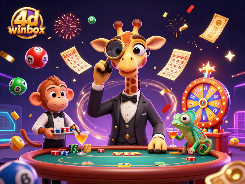 Experience exciting moments in 4D Winbox as vibrant lottery elements burst around a lively 3D scene.