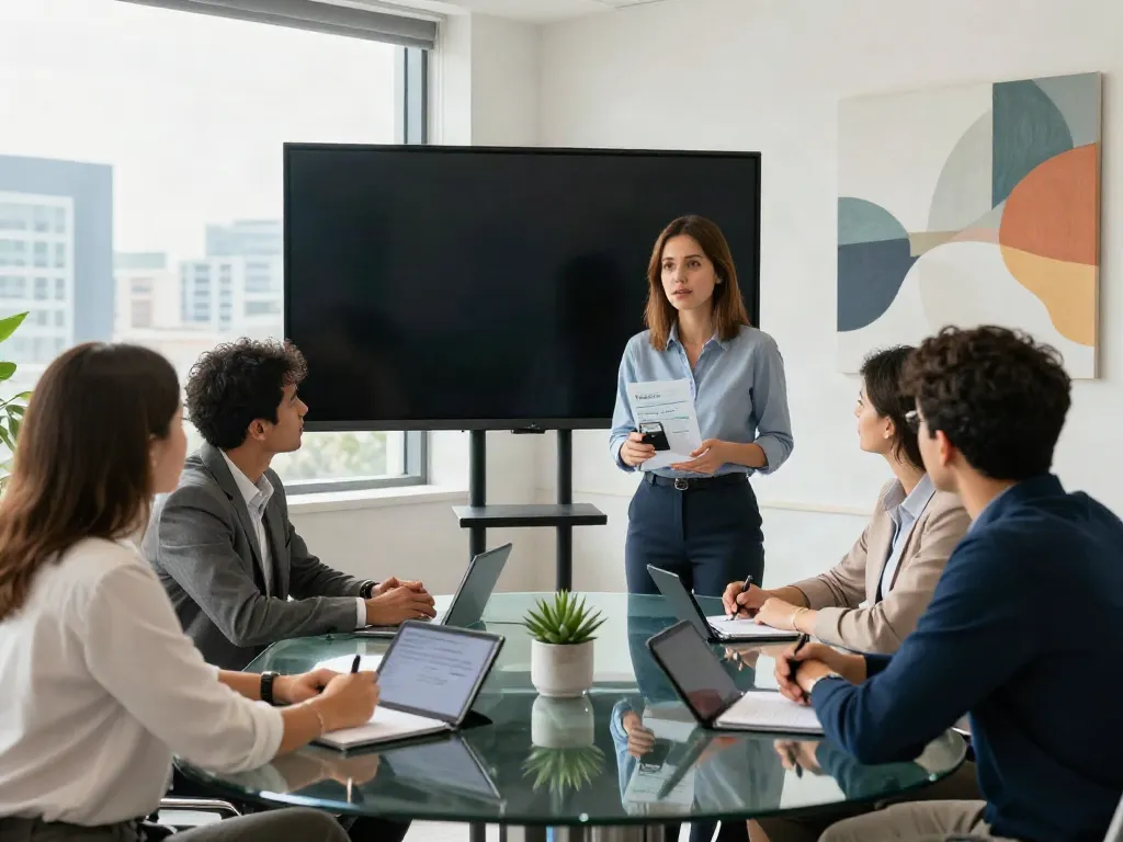 PedroVazPaulo Executive Coaching session in a modern corporate setting, showcasing diverse executives in a leadership discussion.