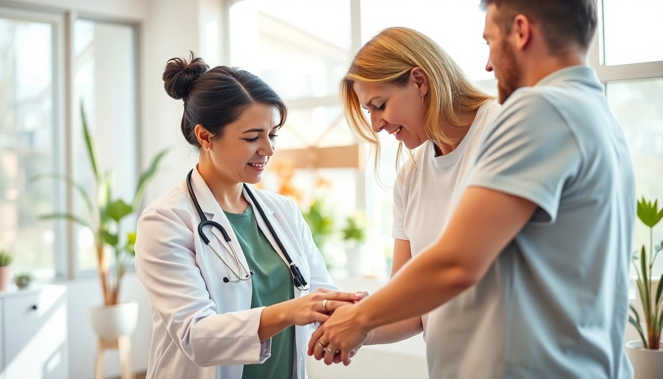 Movenetics physiotherapist provides care in a bright clinic, showcasing compassion and professionalism.