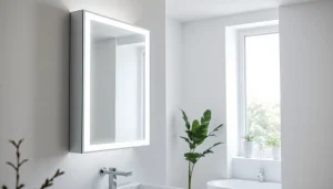 Erleben Sie den spiegelschrank led mit beeindruckender Beleuchtung im modernen Badezimmer.