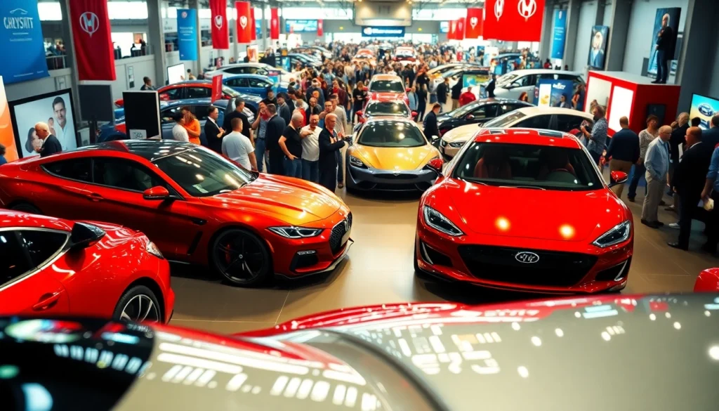 Exciting Auto Cars Show showcasing diverse vehicles with enthusiastic crowds and vibrant atmosphere.