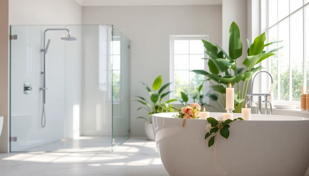 Aménager un espace détente avec sunny showers france pour votre salle de bains moderne.