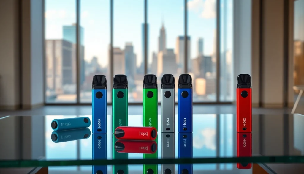 Hqd pods auf einem modernen Tisch, präsentieren Energie und Stil im Vaping-Erlebnis.