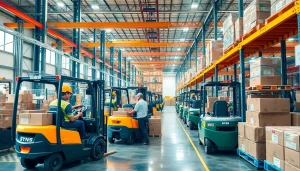 Logistics workers managing the efficient flow of goods in a warehouse environment.