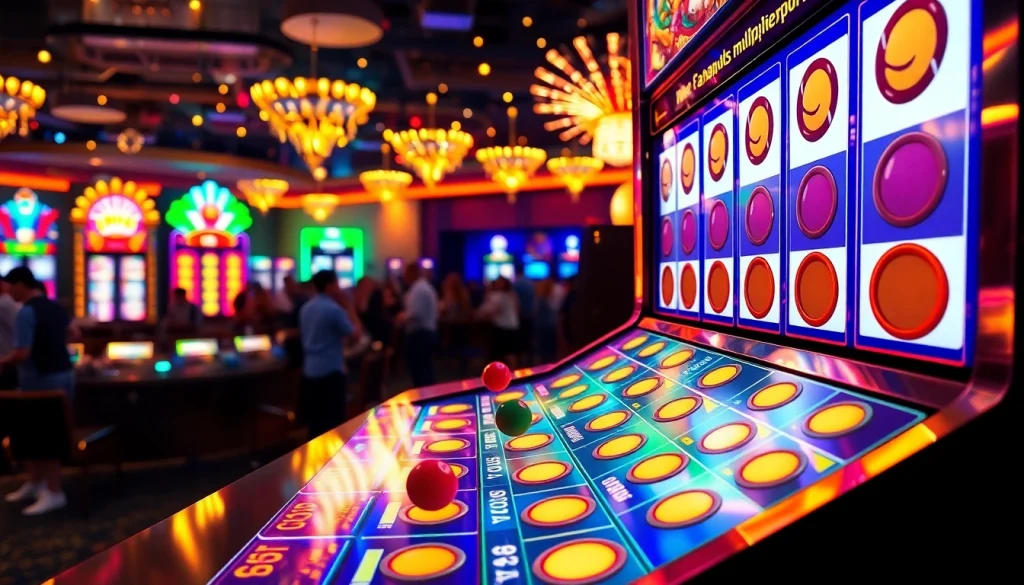 Slot plinko yang mengasyikkan dengan bola warna-warni jatuh ke dalam pengganda.