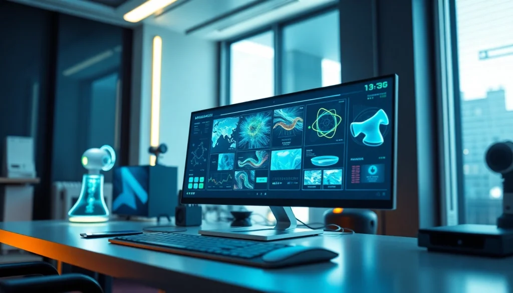 Dynamic interface showcasing nano banana 2 AI image outputs in a futuristic workspace.